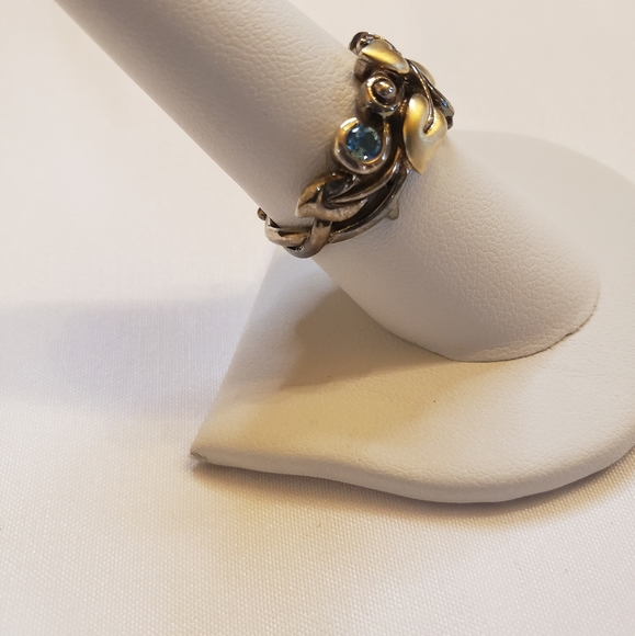 18kt Gold and SILVER Barbara Bixby Vine and Leaf Topaz ring size 7.5 - Picture 3 of 11